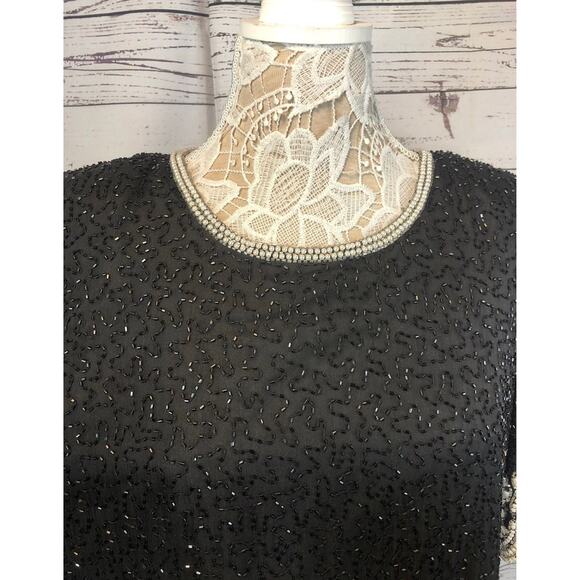 Laurence Kazar vintage beaded, sequins & pearl top size large - Picture 9 of 11